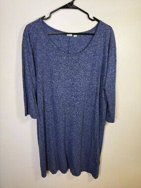 Gap Blue Marled 3/4 Sleeve Swing Dress